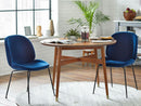 Gubi Beetle Dining Chair - Velvet Sapphire Blue 420 / Piping Velvet Petrolio 414 - Ideali