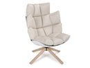 B&B Italia Husk Swivel Armchair H3G - Brushed Light Oak / White Fabric Cat. Super Serle 100