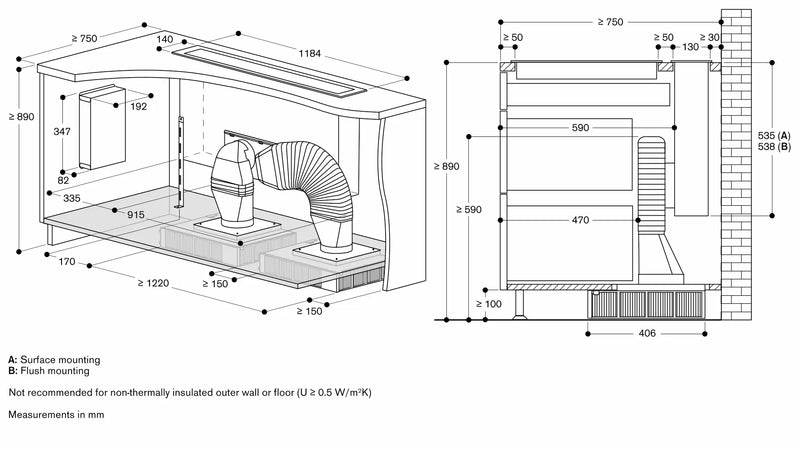 Gaggenau 400 series Table ventilation 120cm Stainless steel AL400122
