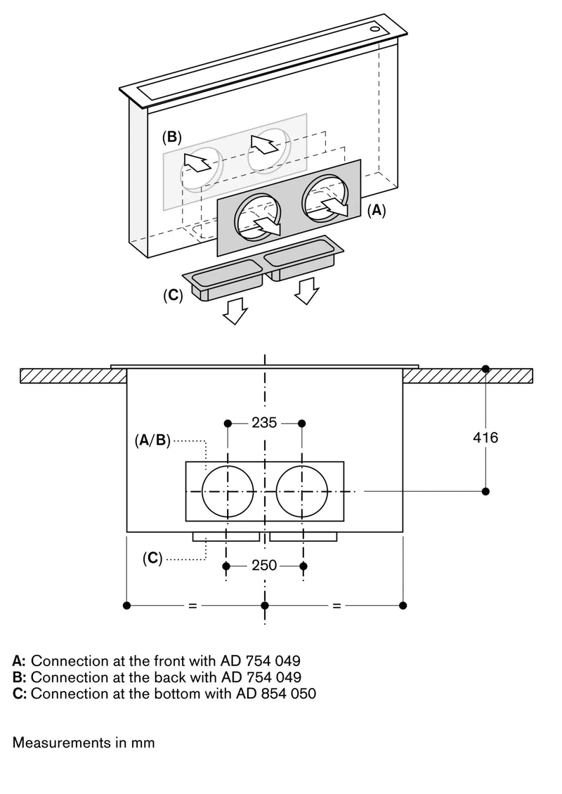 Gaggenau 400 series Table ventilation 90cm Stainless steel AL400192
