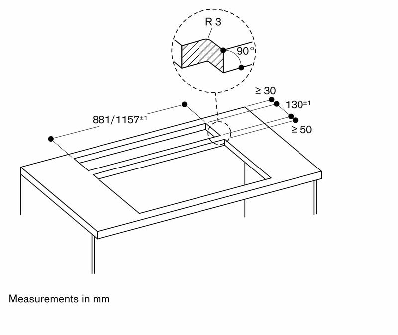 Gaggenau 400 series Table ventilation 120cm Stainless steel AL400122