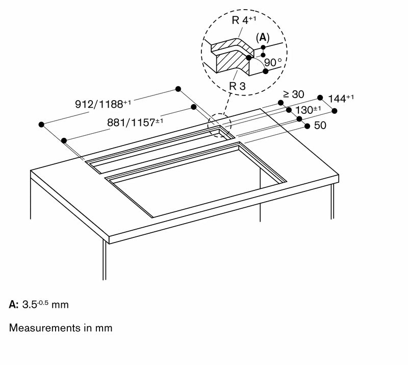 Gaggenau 400 series Table ventilation 90cm Stainless steel AL400192