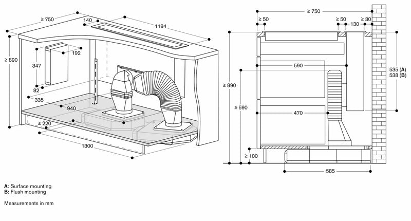 Gaggenau 400 series Table ventilation 120cm Stainless steel AL400122