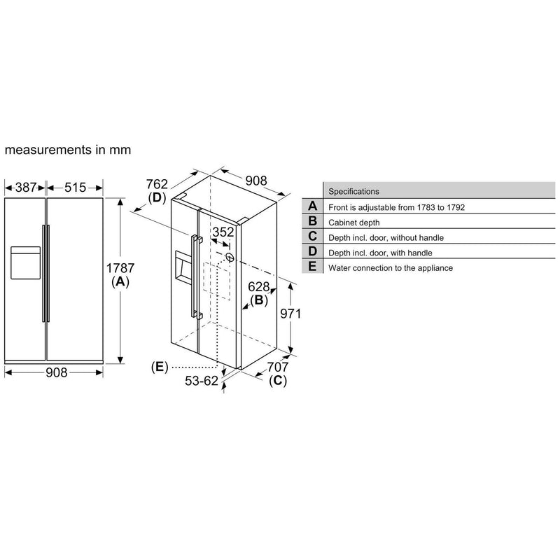 Grade C Neff N70 KA3923IE0G Freestanding 533 Litre American Frost Free Fridge Freezer With Ice & Water Dispenser Stainless Steel