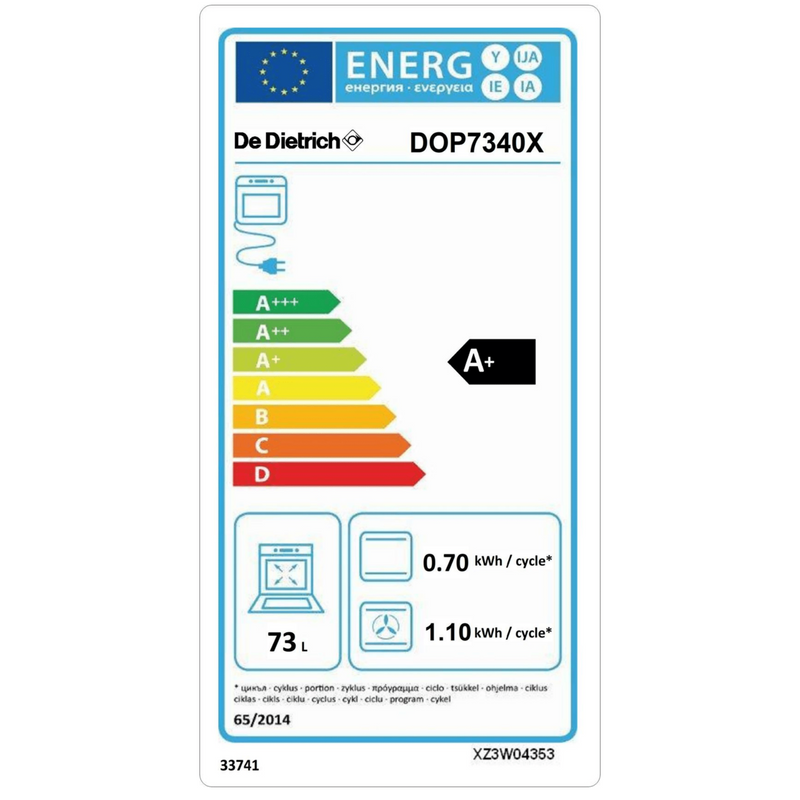Grade B De Dietrich DOP7340X 60cm Single Built In Electric Oven with Pyrolytic Cleaning Platinum