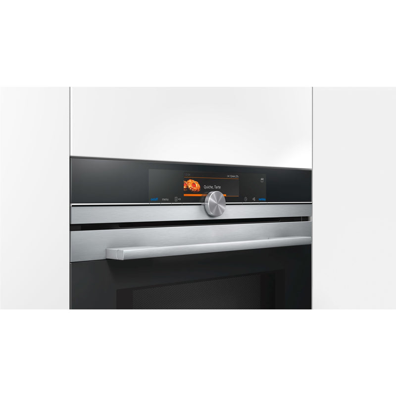 Grade C Siemens iQ700 HN678GES6B 60cm Single Built In Electric Oven with Microwave & Added Steam Stainless Steel