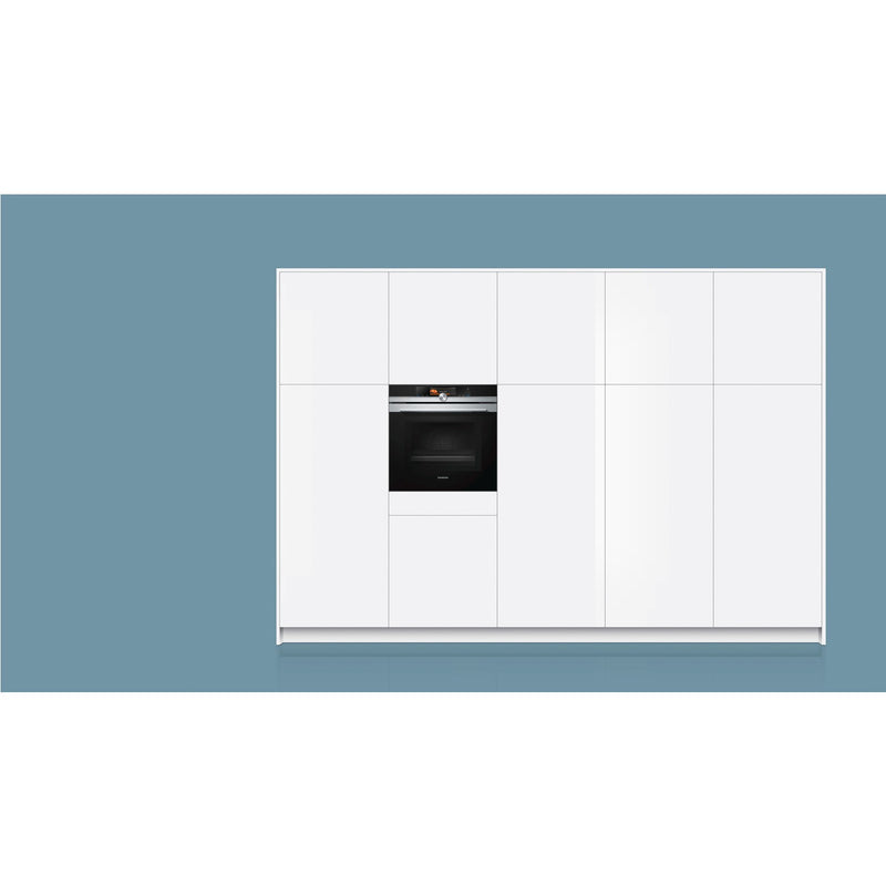 Grade C Siemens iQ700 HN678GES6B 60cm Single Built In Electric Oven with Microwave & Added Steam Stainless Steel