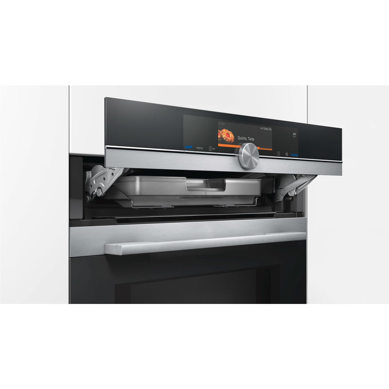 Grade C Siemens iQ700 HN678GES6B 60cm Single Built In Electric Oven with Microwave & Added Steam Stainless Steel