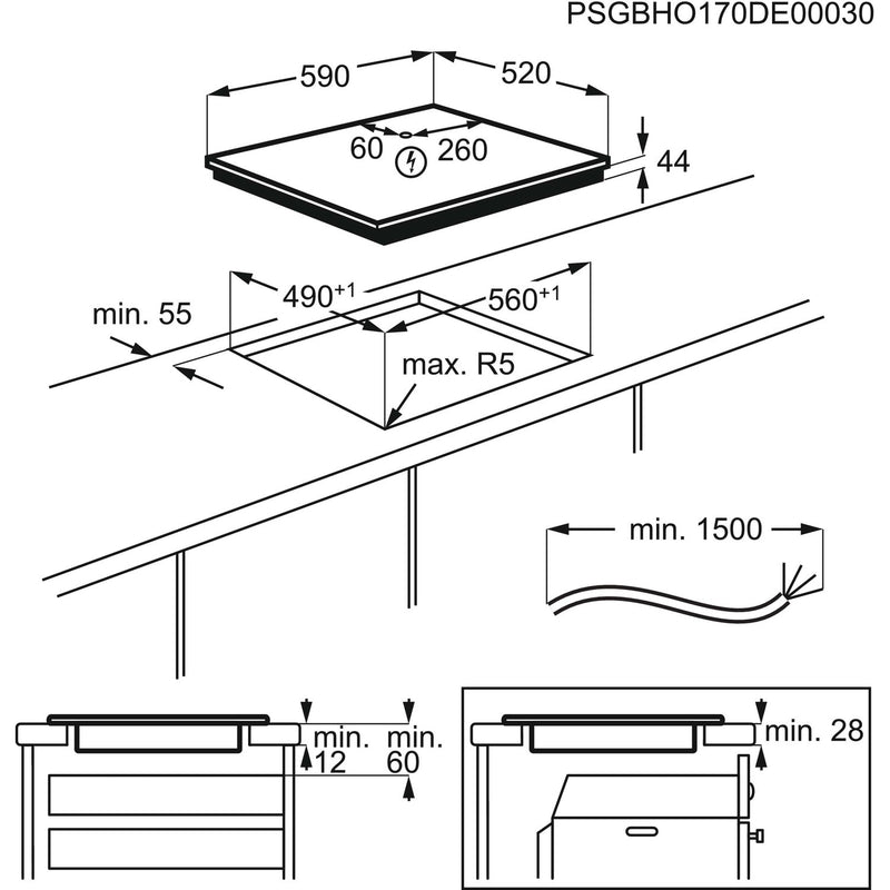 Grade A AEG IPE64551FB 60cm 4 Zone Induction Hob with Dual Bridge Zones