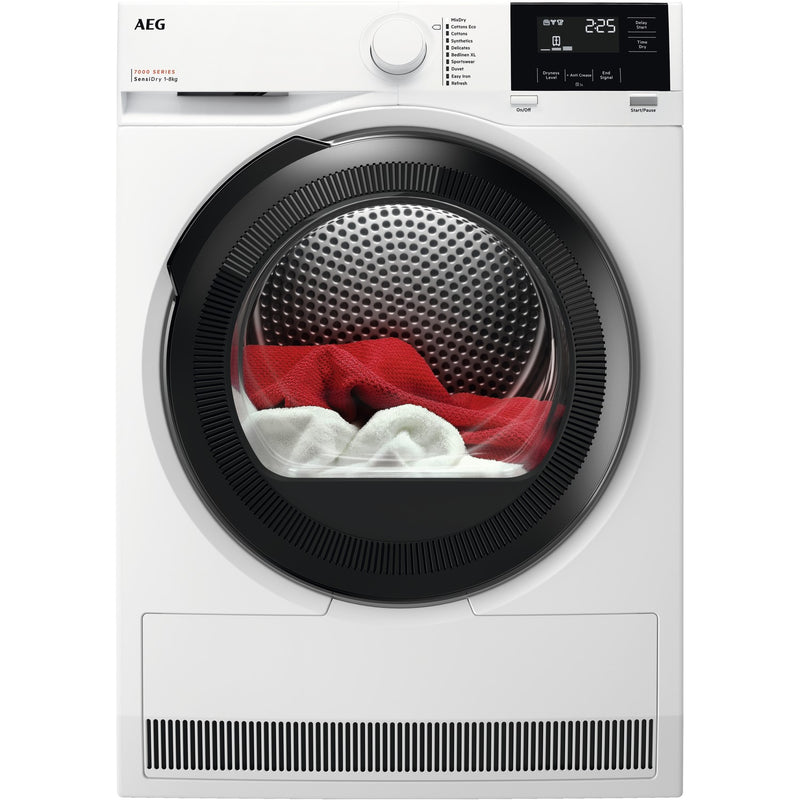 Grade A AEG 7000 Series TR718L4B Freestanding Heat Pump 8KG Tumble Dryer White