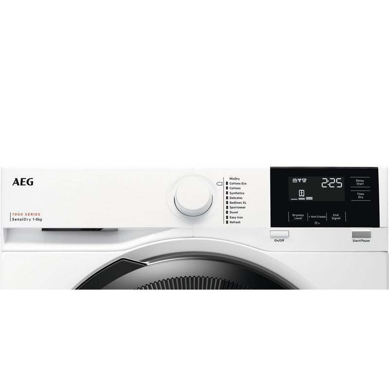 Grade A AEG 7000 Series TR718L4B Freestanding Heat Pump 8KG Tumble Dryer White
