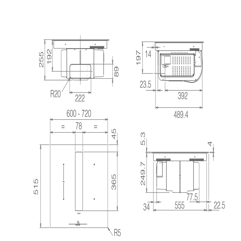 Grade C Elica NikolaTesla Fit NT-FIT-70 72cm Venting Induction Hob with Built-In Extraction