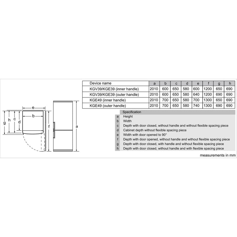 Grade B Bosch Serie 6 KGE49AICAG Freestanding 413 Litre 70/30 Low Frost Fridge Freezer