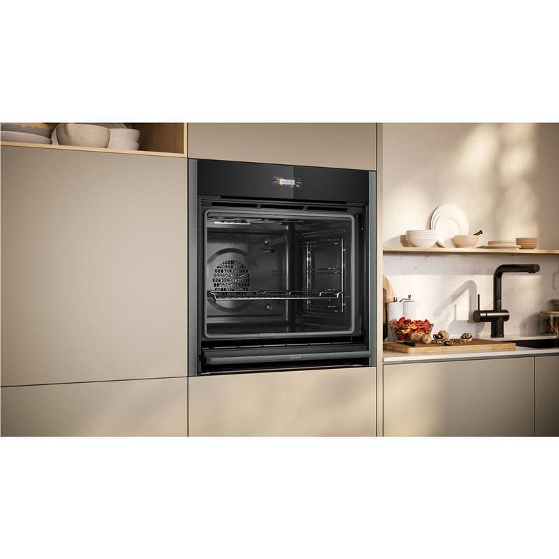 Grade B Neff N70 Slide & Hide B54CR71G0B 60cm Single Built In Electric Oven Graphite Grey