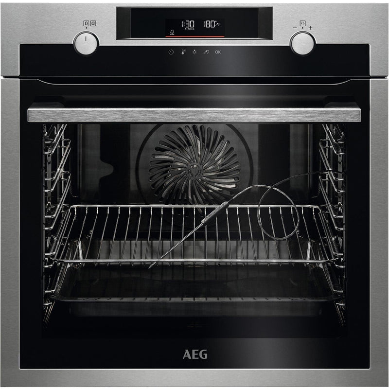 Grade B AEG 6000 Series SteamBake Pyrolytic BPE556060M 60cm Single Built In Electric Oven with Food Probe Stainless Steel