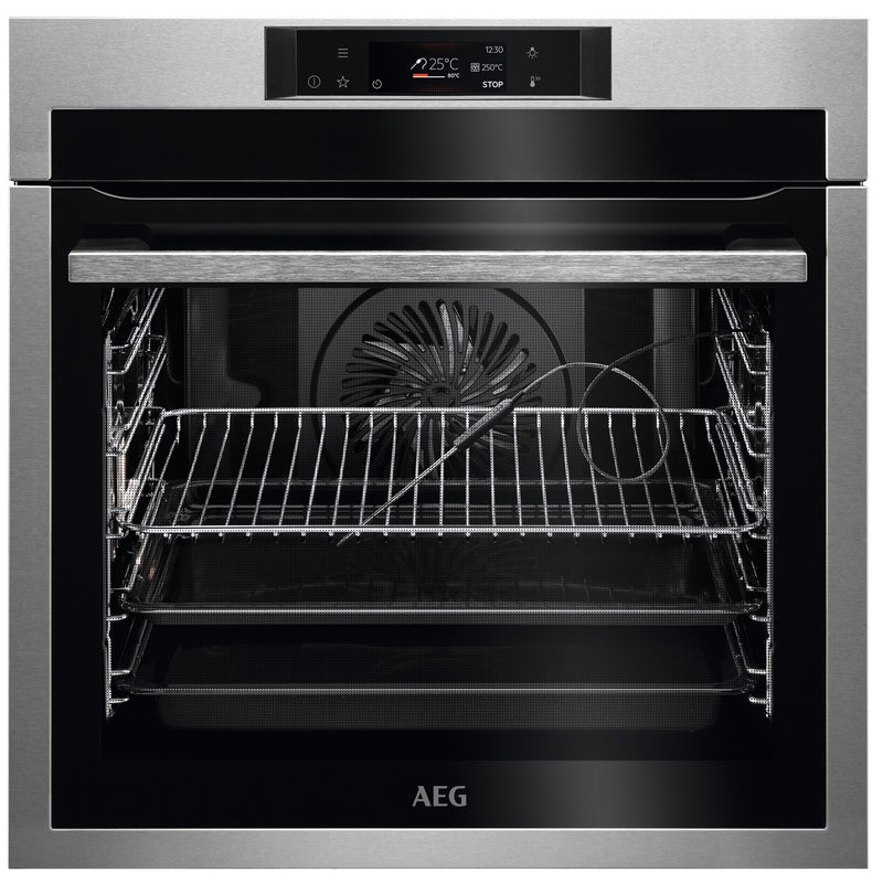 Grade B AEG 8000 Series BPE742380M 60cm Single Built In Electric Oven with Food Sensor Stainless Steel