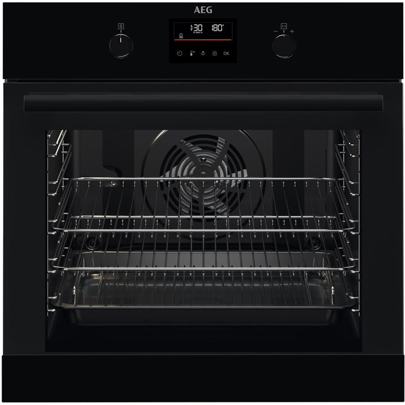 Grade B AEG 6000 Series SteamBake BPK355061B 60cm Single Built In Electric Oven Black