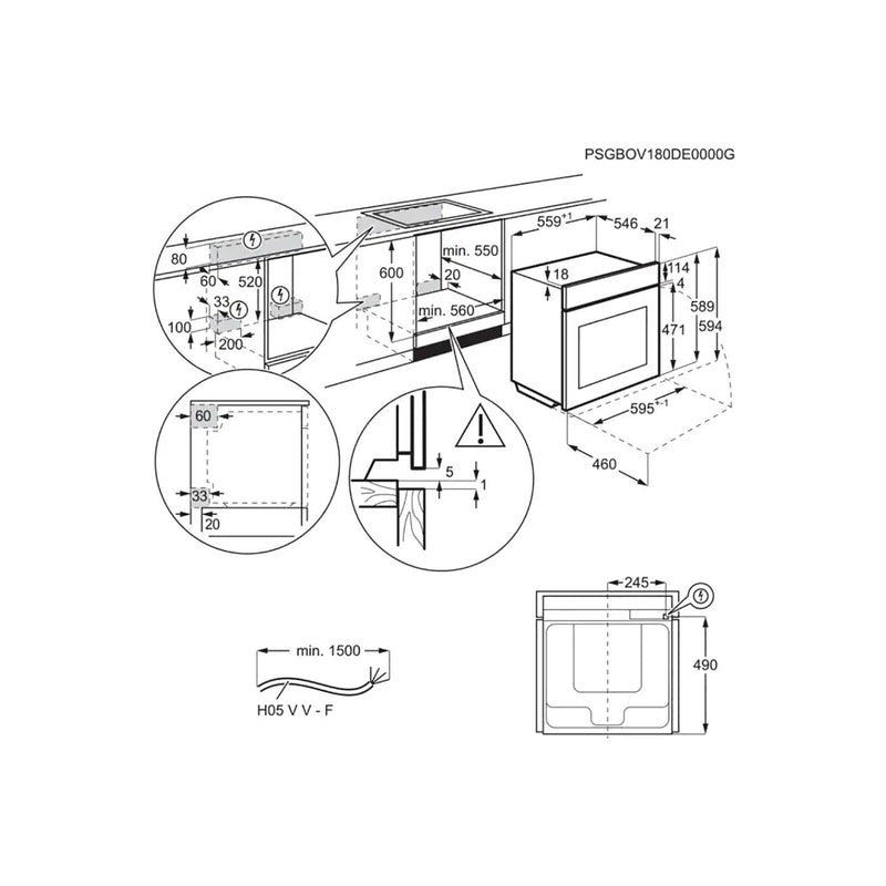 Grade C AEG 6000 Series SteamBake BPK556260B 60cm Single Built In Electric Oven with Food Probe Black