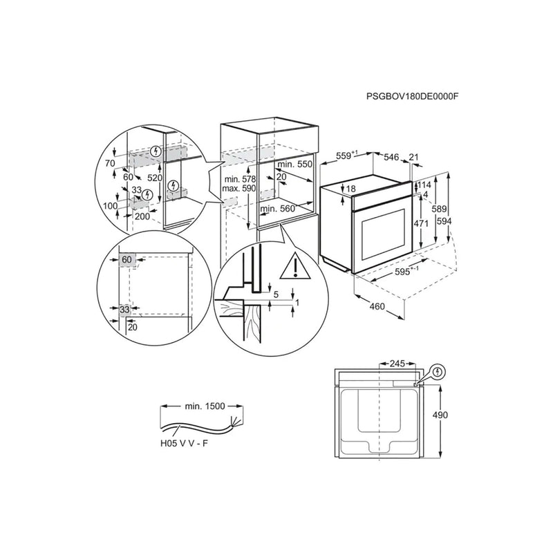 Grade C AEG 6000 Series SteamBake BPK556260B 60cm Single Built In Electric Oven with Food Probe Black