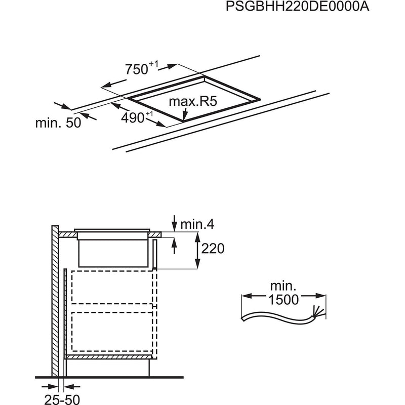Grade B AEG 6000 Series CCE84543FB 78cm 4 Zone Venting Induction Hob Recirculation Only