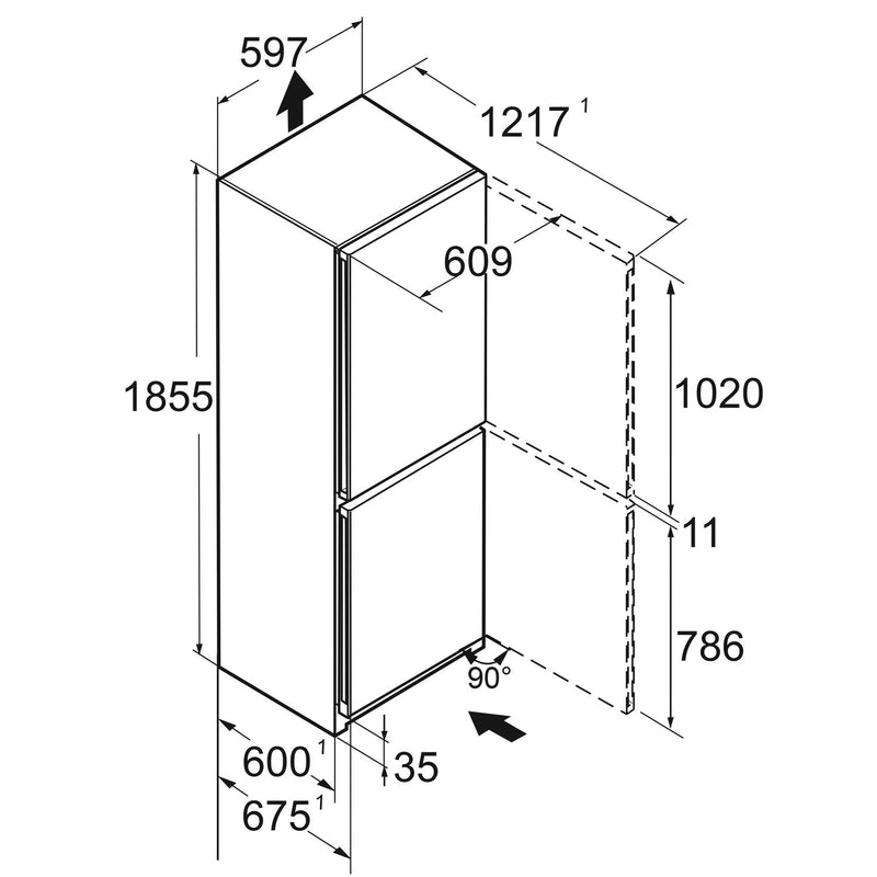 Grade B Liebherr CNsfd5203 Freestanding 330 Litre 60/40 Frost Free Fridge Freezer With Easy Fresh Silver