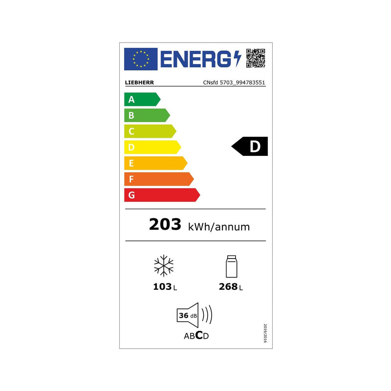 Grade B Liebherr CNsfd5703 Freestanding 371 Litre 60/40 Frost Free Fridge Freezer With Easy Fresh Silver