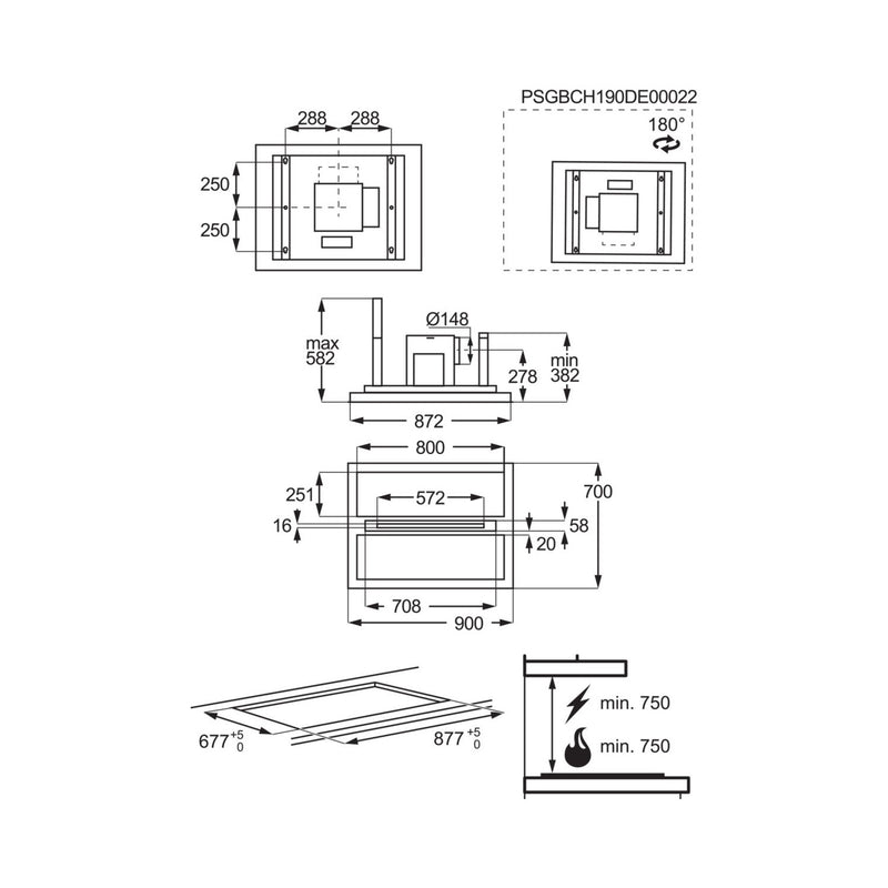 Grade A AEG DCE5960HM 90cm Ceiling Extractor Stainless Steel