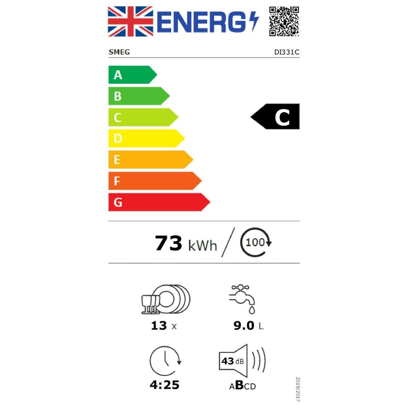 Grade A Smeg DI331C 13 Place Fully Integrated Dishwasher Black
