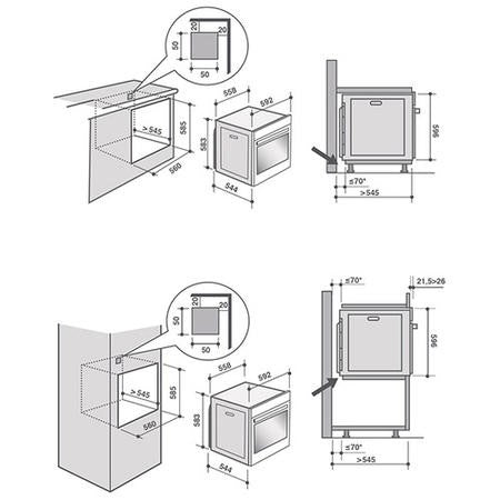 Grade B De Dietrich DOP7340X 60cm Single Built In Electric Oven with Pyrolytic Cleaning Platinum