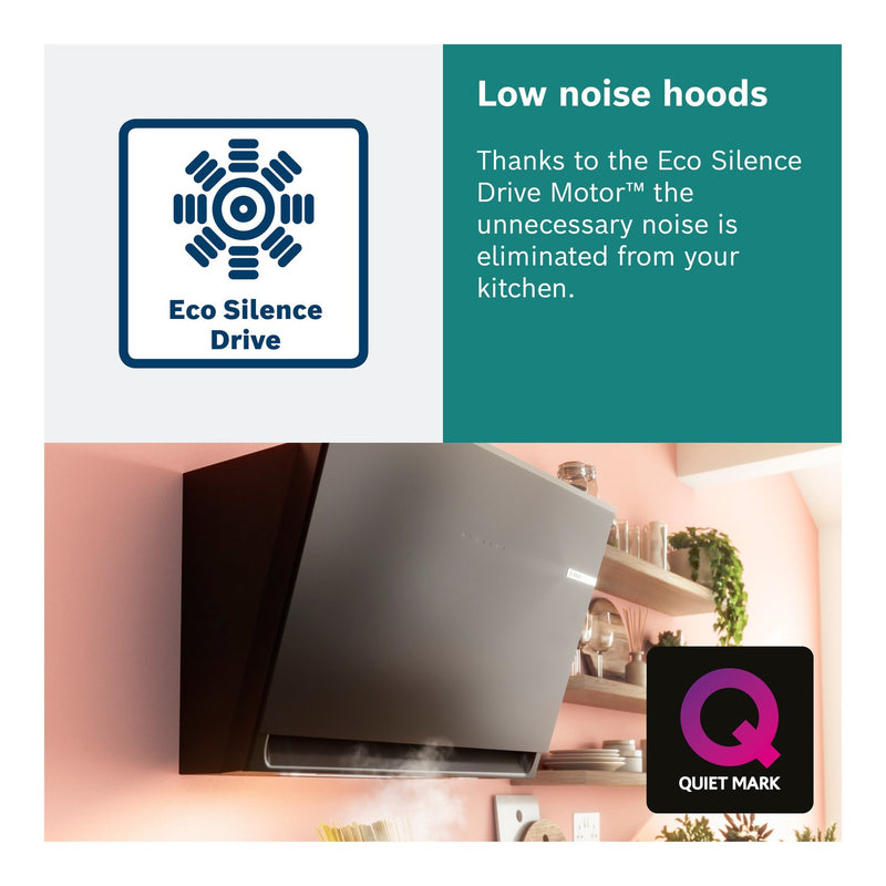 Grade A Bosch Series 4 DWK67FN60B 60cm Angled Chimney Cooker Hood Black