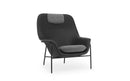 Normann Copenhagen Drape Lounge Chair High W. Headrest Black Steel Ultra Leather/Hallingdal
