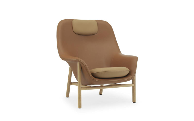 Normann Copenhagen Drape Lounge Chair High With Headrest Oak Ultra Leather