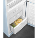 Grade A Smeg 331 Litre Fifties Style Right Hand Hinge 70/30 Fridge Freezer - Pastel Blue
