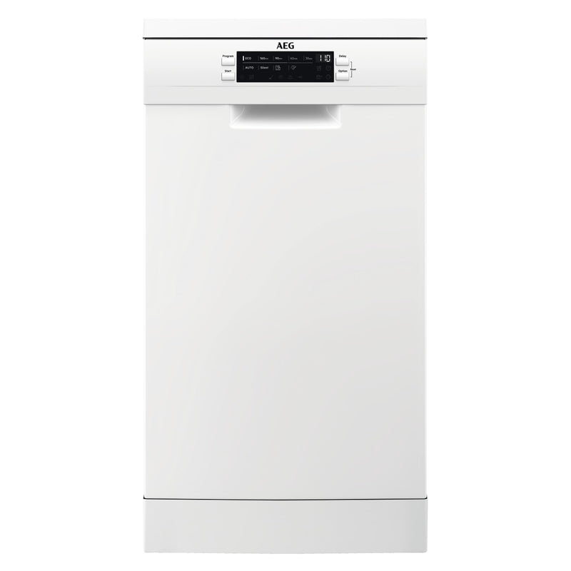 Grade A AEG Series 6000 FFB62417ZW Freestanding 9 Place Slimline Dishwasher White