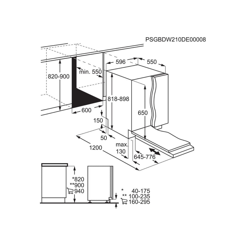 GRADE A2 - AEG Series 5000 AirDry Integrated Dishwasher - C-Rated Black Control Panel