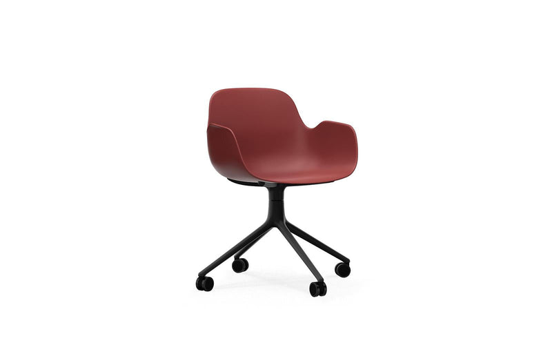 Normann Copenhagen Form Armchair Swivel 4W Black Aluminium/Red