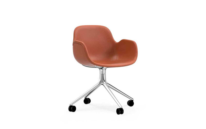 Normann Copenhagen Form Armchair Swivel 4W Full Upholstery Aluminium/Ultra Leather
