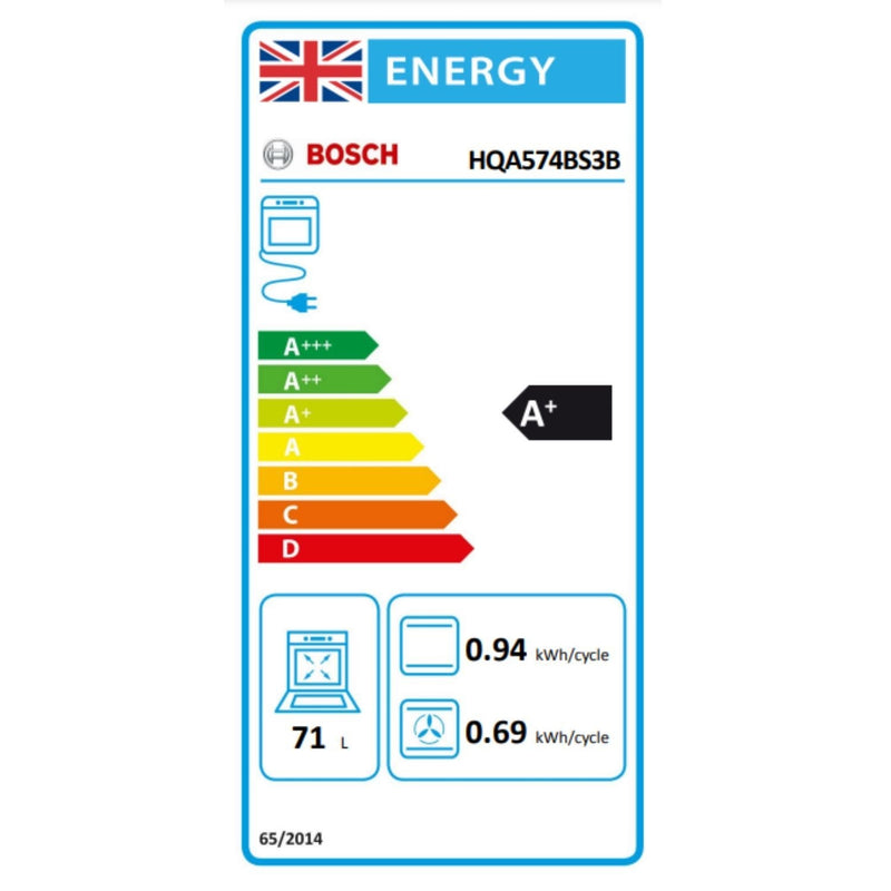 Grade B Bosch Series 4 HQA574BS3B 60cm Single Built In Electric Oven Stainless Steel