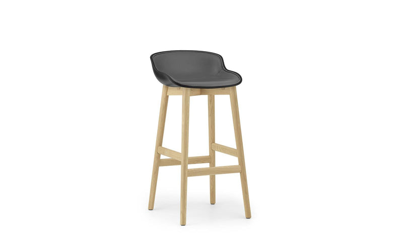Normann Copenhagen Hyg Barstool 75 cm Front Upholstery Oak Black/Ultra Leather