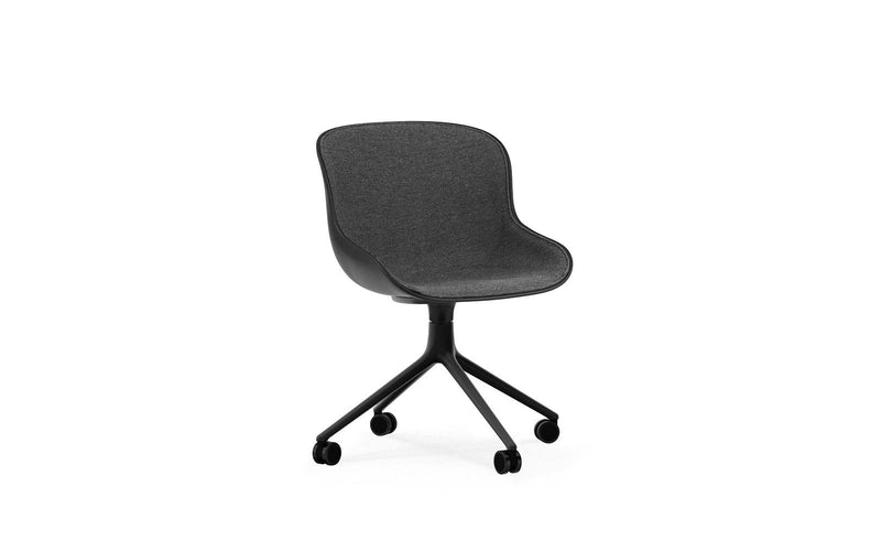 Normann Copenhagen Hyg Chair Swivel 4W Front Upholstery Black Aluminium Black/Main Line Flax