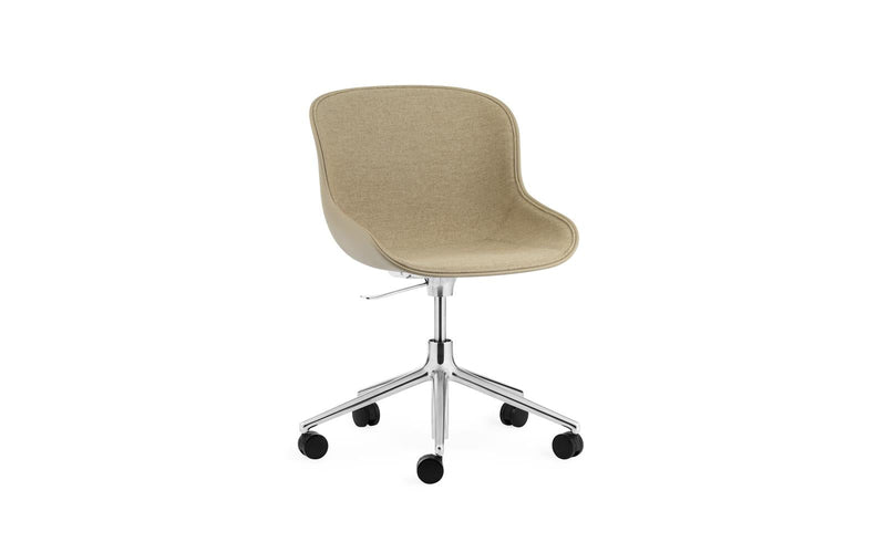 Normann Copenhagen Hyg Chair Swivel 5W Gaslift Front Upholstery Black Alu Sand/Main Line Flax