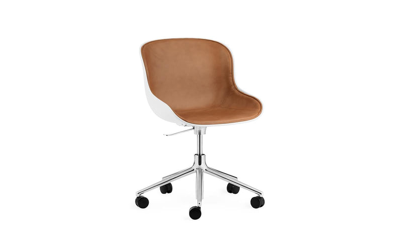 Normann Copenhagen Hyg Chair Swivel 5W Gaslift Front Upholstery Alu White/Ultra Leather