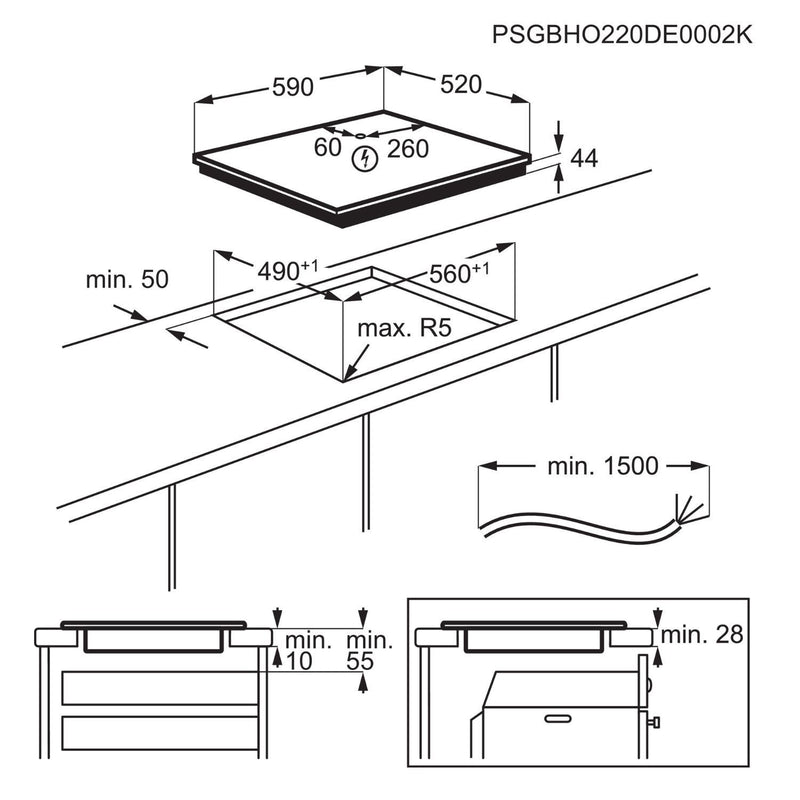 Grade A AEG 7000 SenseBoil Series IAX64411CB 60cm 4 Zone Induction Hob