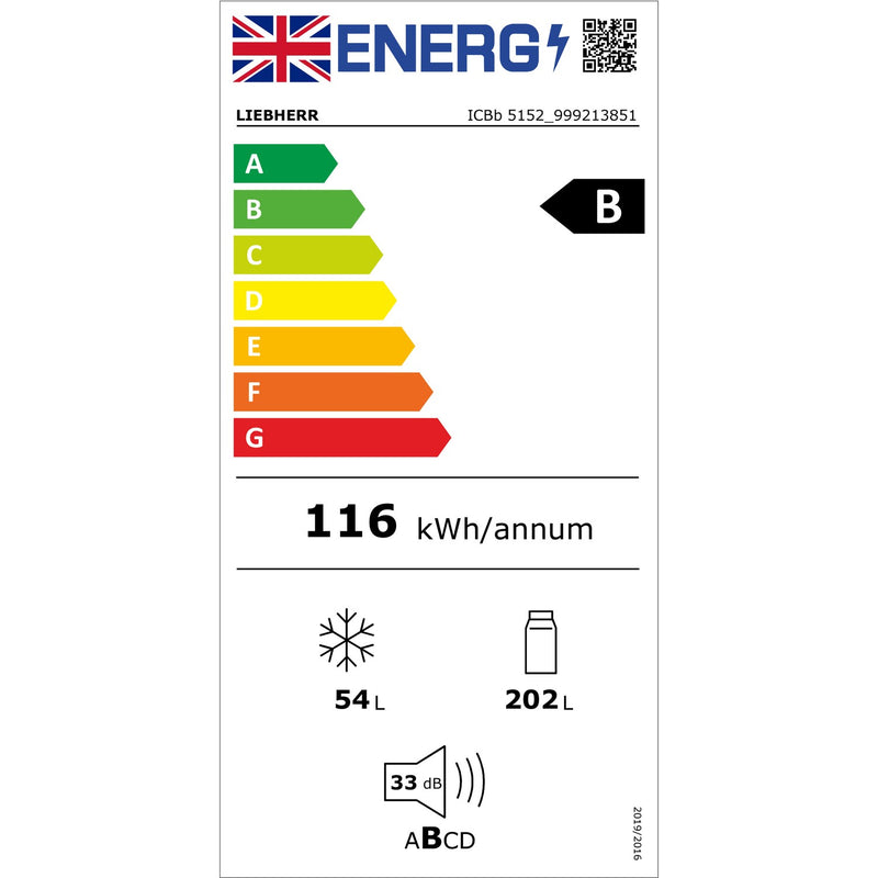 Grade B Liebherr ICBb5152 Integrated 256 Litre 80/20 Low Frost Fridge Freezer White