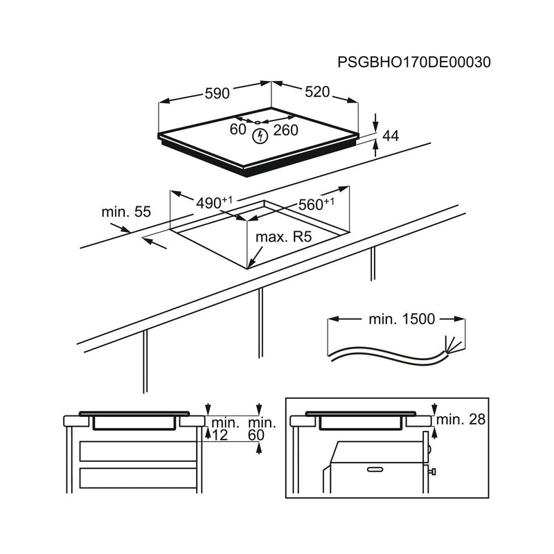 Grade A AEG MaxiSense IKE64450FB 60cm Touch Control 4 Zone Induction Hob Frameless