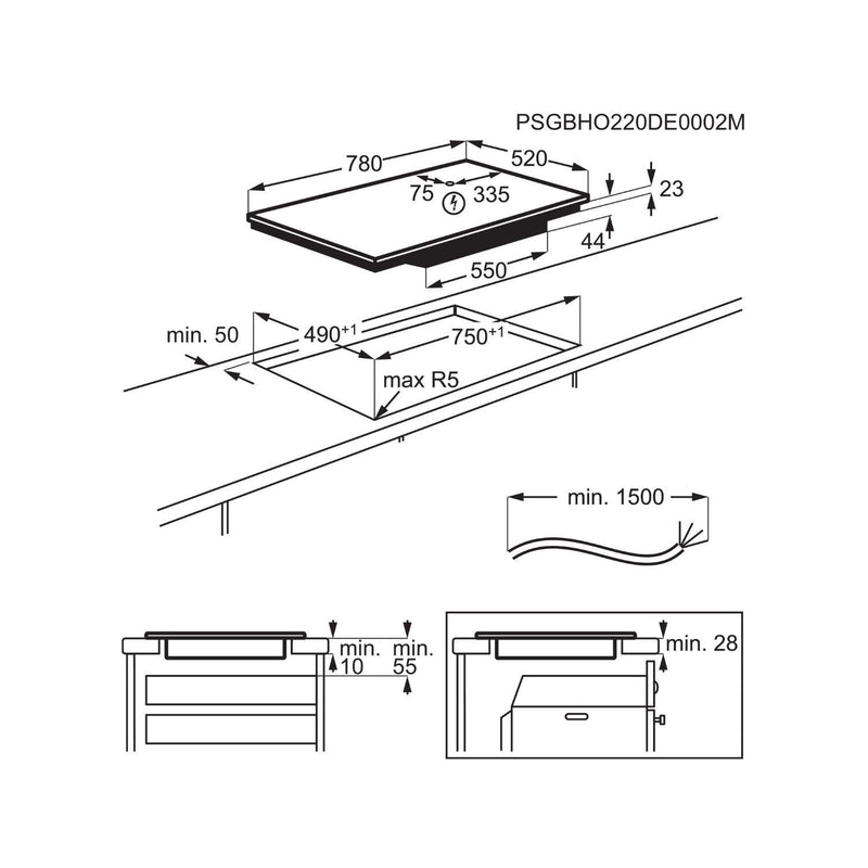 Grade A AEG 6000 Series IKX84443CB 80cm Induction Hob with Bridge Zone