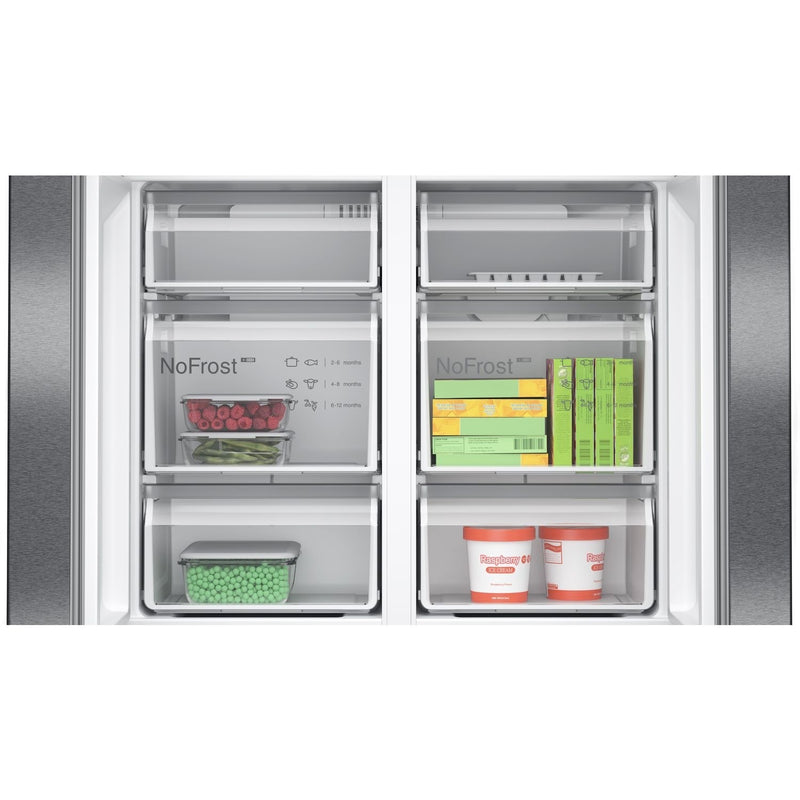 Grade A Bosch Series 6 KFN96AXEA 605 Litre Frost Free American Fridge Freezer With Multiflow Black Stainless Steel