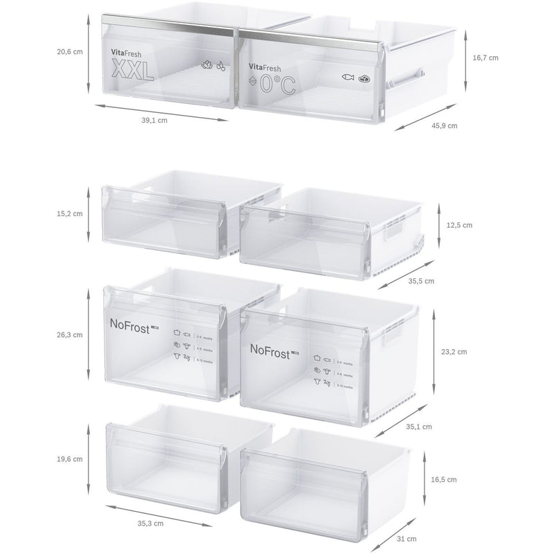 Grade A Bosch Series 6 KFN96AXEA 605 Litre Frost Free American Fridge Freezer With Multiflow Black Stainless Steel