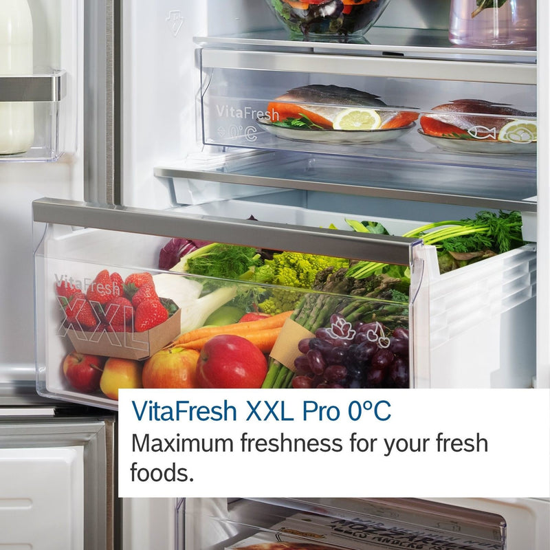 Grade A Bosch Series 6 KFN96AXEA 605 Litre Frost Free American Fridge Freezer With Multiflow Black Stainless Steel