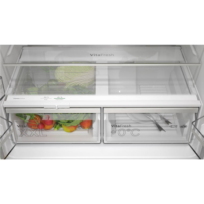 Grade A Bosch Series 6 KFN96AXEA 605 Litre Frost Free American Fridge Freezer With Multiflow Black Stainless Steel